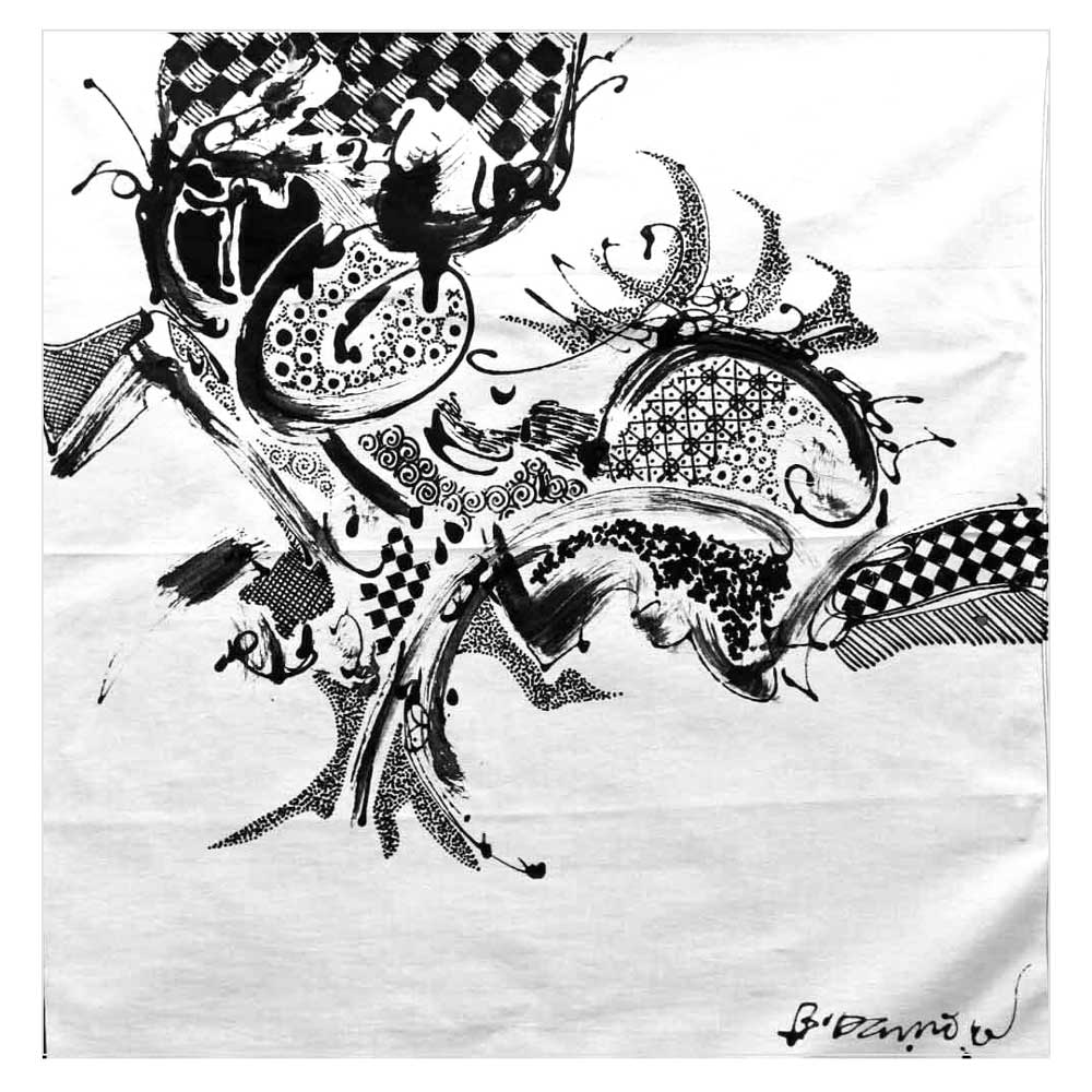 Batik Panel by Bambang Dharmo, Abstract Black on White