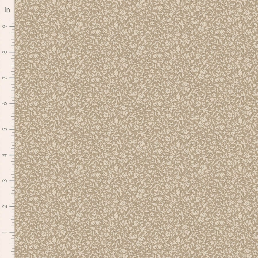 110148EveClay-10in fabric, tan floral pattern