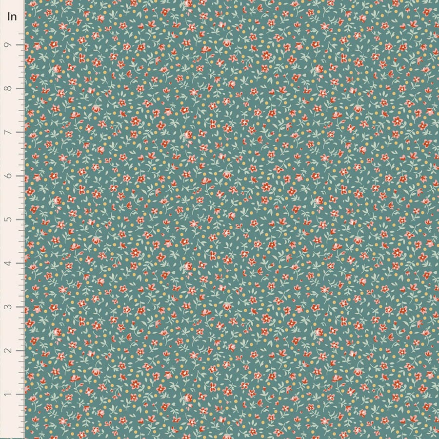 Village Life by Tilda - Mae, Teal Fabric Village Life by Tilda - Mae, Teal Fabric