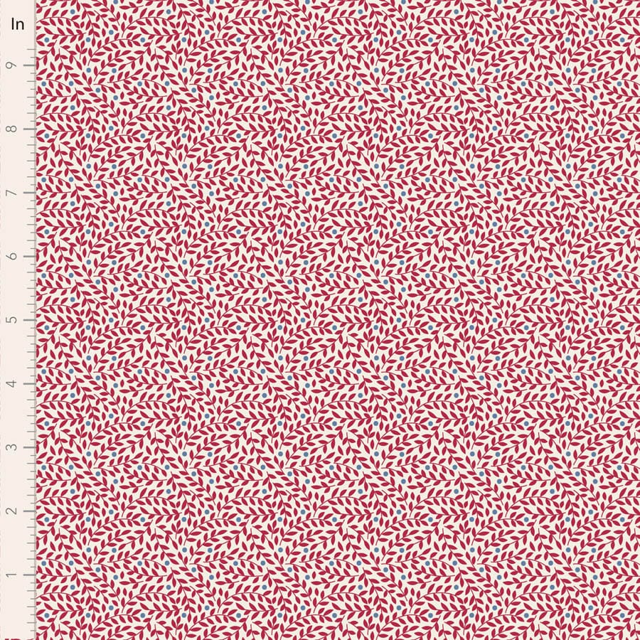 Village Life by Tilda - Lillian, Burgundy Fabric Village Life by Tilda - Lillian, Burgundy Fabric
