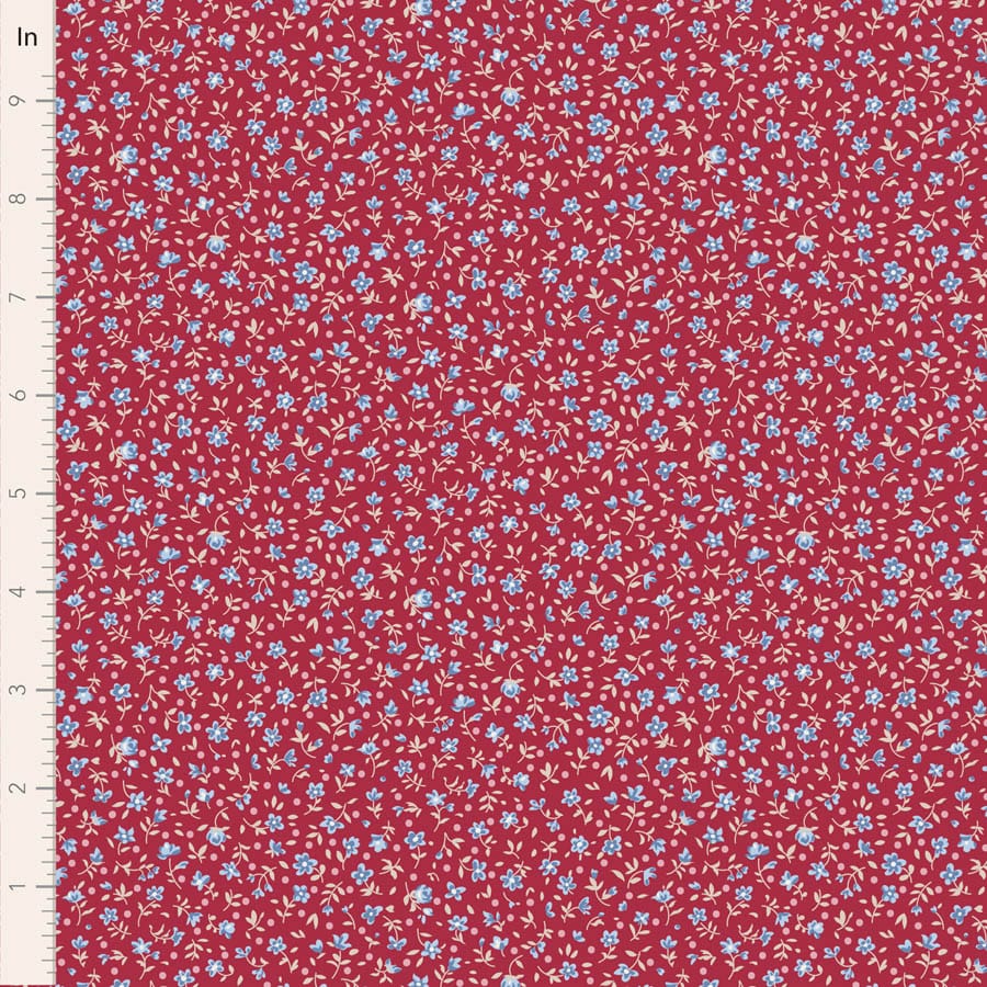 Village Life by Tilda - Mae, Burgundy Fabric Village Life by Tilda - Mae, Burgundy Fabric