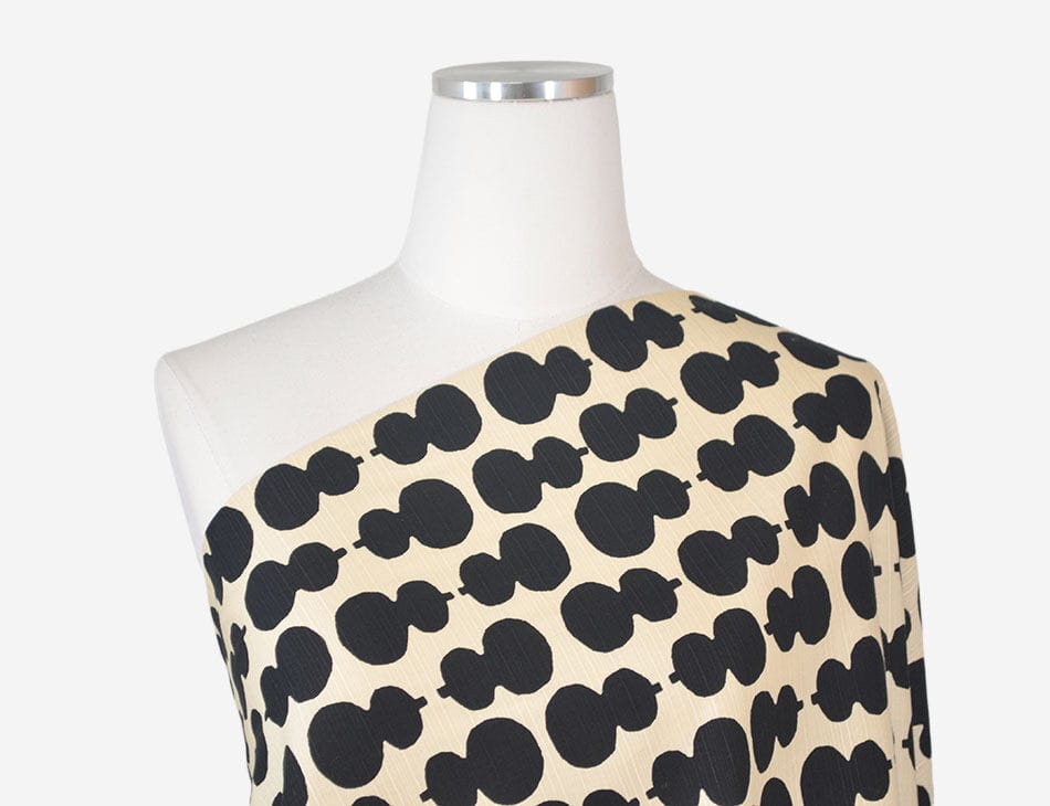 Sevenberry Japanese Shantung Fabric - Kabin, Bold Abstract Gourd and Dots Japanese Shantung Fabric - Sevenberry