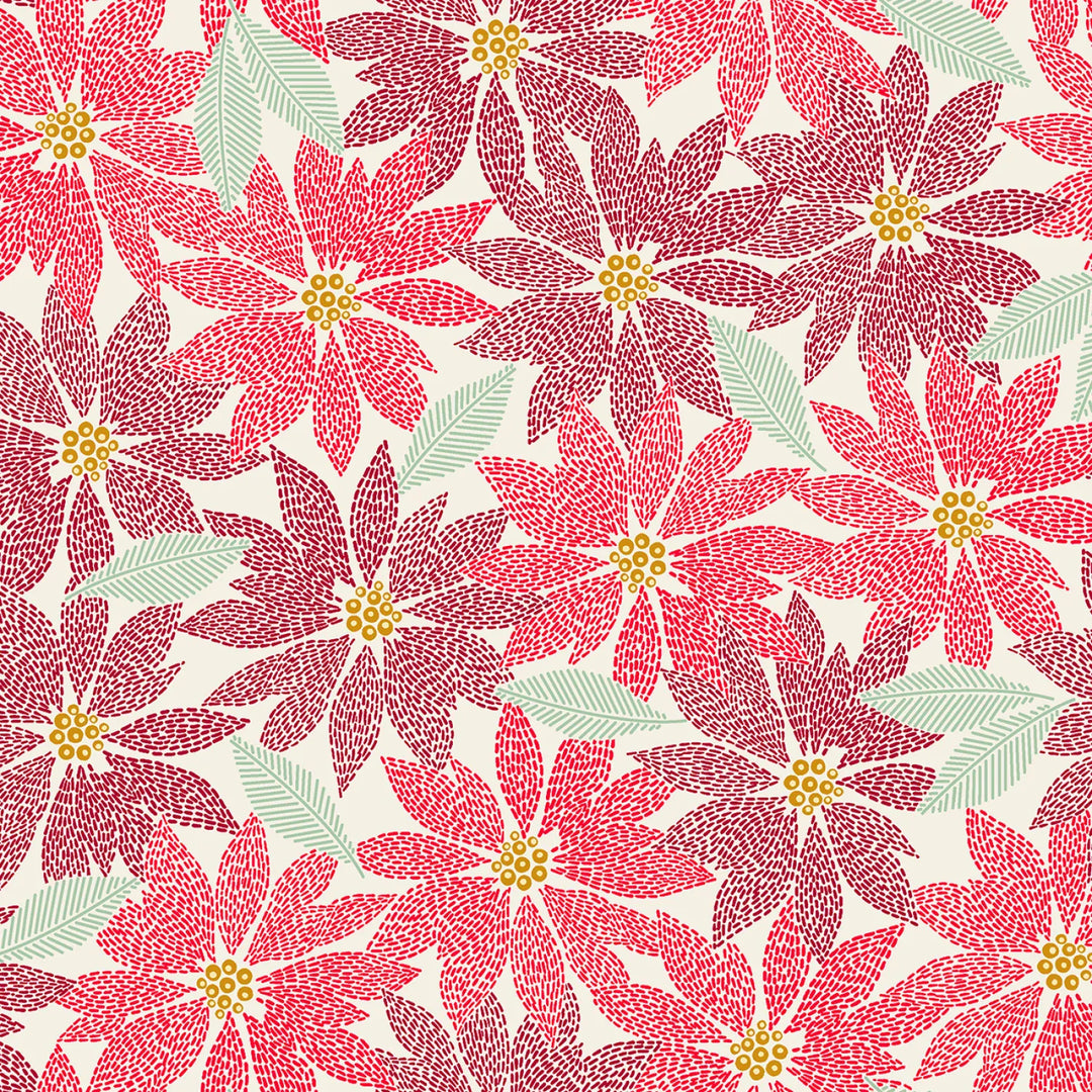 Holiday Stitches - Stitched Poinsettia, Cream Holiday Stitches - Stitched Poinsettia, Cream