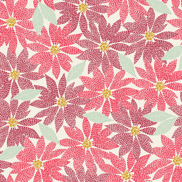 Holiday Stitches - Stitched Poinsettia, Cream Holiday Stitches - Stitched Poinsettia, Cream