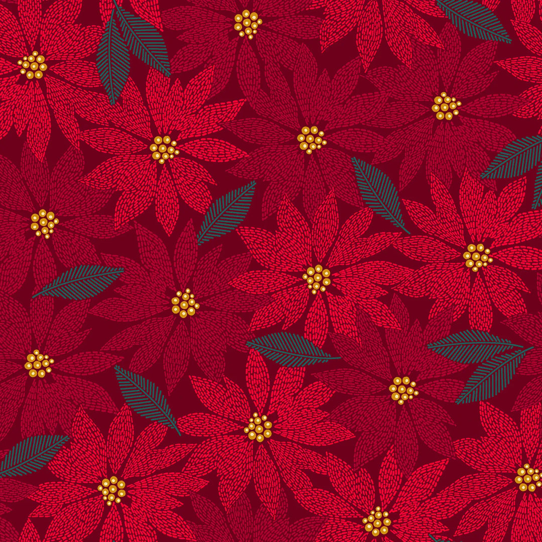 Holiday Stitches - Stitched Poinsettia, Red Holiday Stitches - Stitched Poinsettia, Red