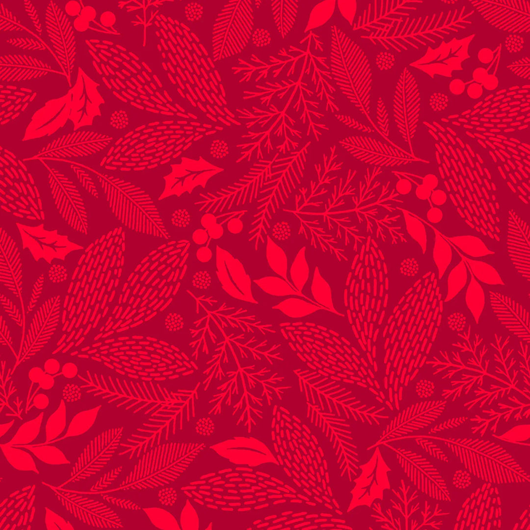 Holiday Stitches - Stitched Evergreen, Red
