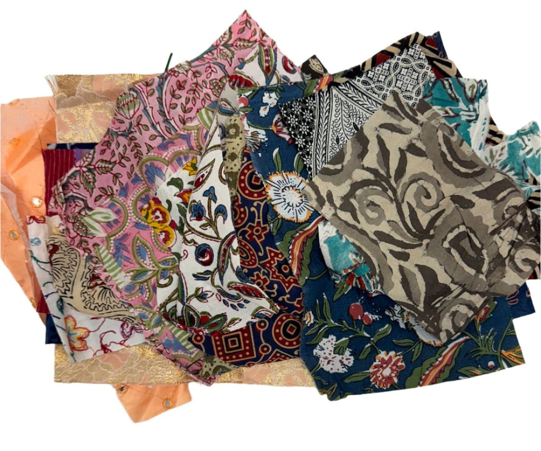 Large Bag of Assorted Indian Fabric Scraps