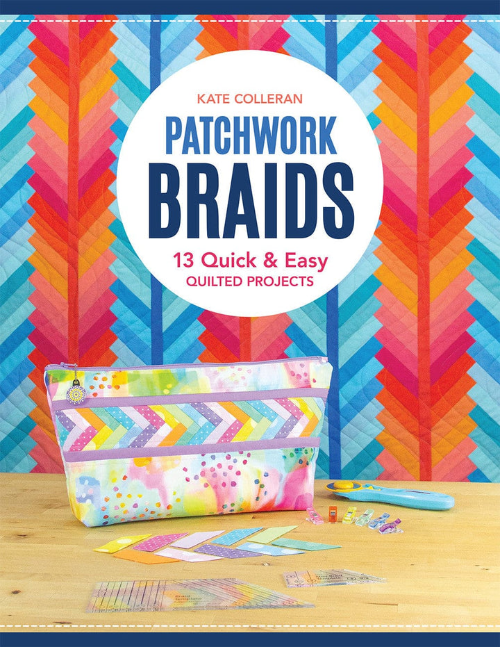 Patchwork Braids with quilted projects and a pencil case.