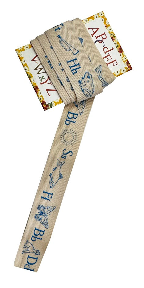ABC Trim Blue with Illustrations by Moda Home, 3 yds