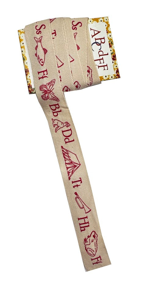 ABC Trim Red with Illustrations by Moda Home, 3 yds