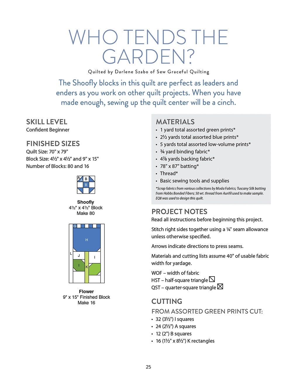 Page with text and quilt block diagrams.