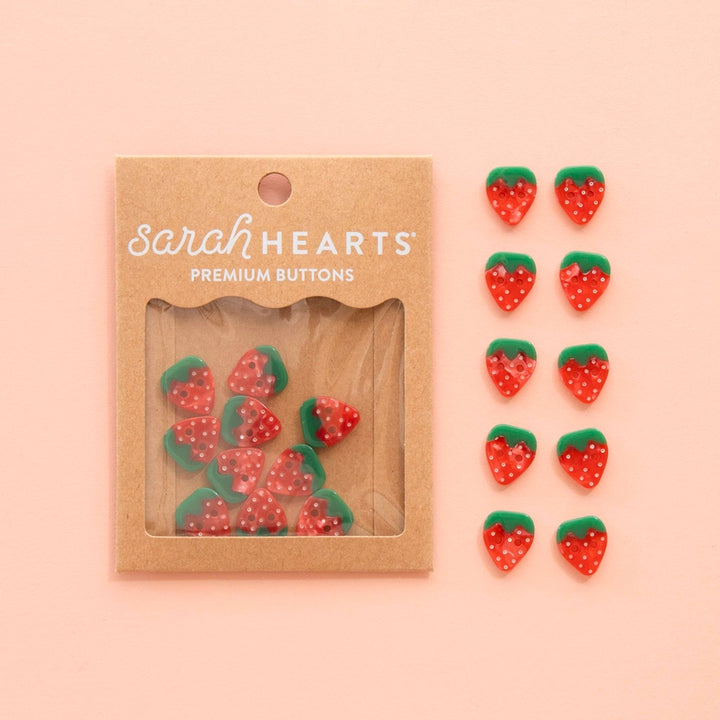 Strawberry Small 5/8" Buttons by Sarah Hearts, 10pcs
