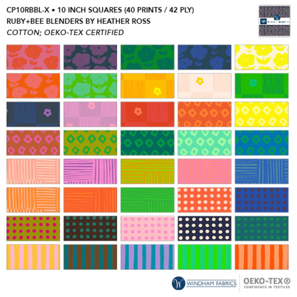 Ruby + Bee Blenders 10" x 10" Fabric Squares, 40pcs