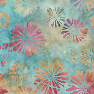 Haley Batiks By Anthology - Blooms, Aqua Haley Batiks By Anthology - Blooms, Aqua