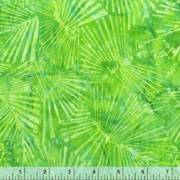 Green leaf fabric with fan-like patterns
