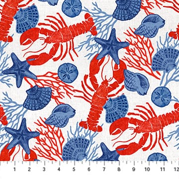 Take Me to the Beach - Lobsters & Shells, White Multi