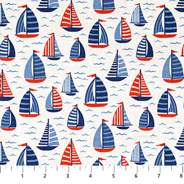 Take Me to the Beach - Sailboats, White Multi