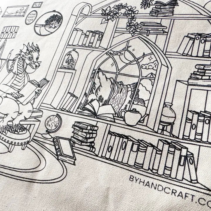 Book Dragon Tote Bag Embroidery Kit