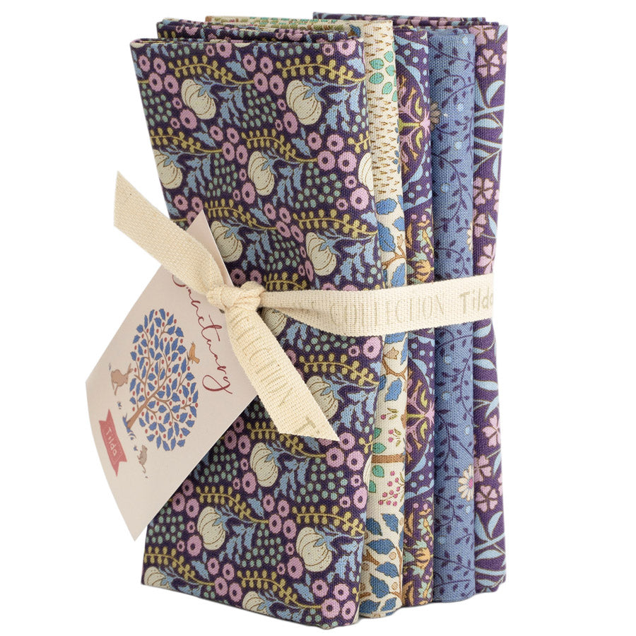 Tilda Sanctuary Fat Quarter Bundle, Eggplant Blue