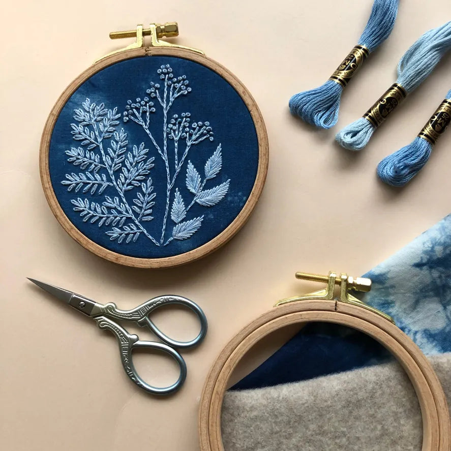 Cyanotype Botanicals - Botanical Embroidery Kit For Beginners Cyanotype Botanicals - Botanical Embroidery Kit For Beginners