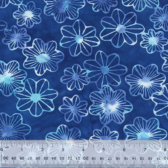 Midnight Moon Batik - Lilypad, Blue