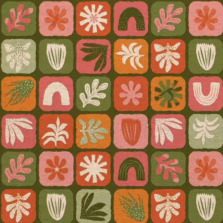 Abstract Shapes - Shape Toss Grid Green/Pink CANVAS