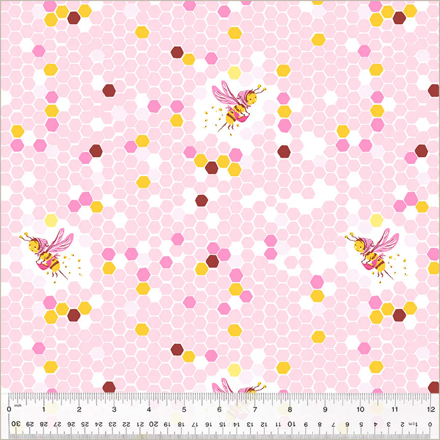 Studio Edit by Heather Ross for Windham - Hex Bee, Pink