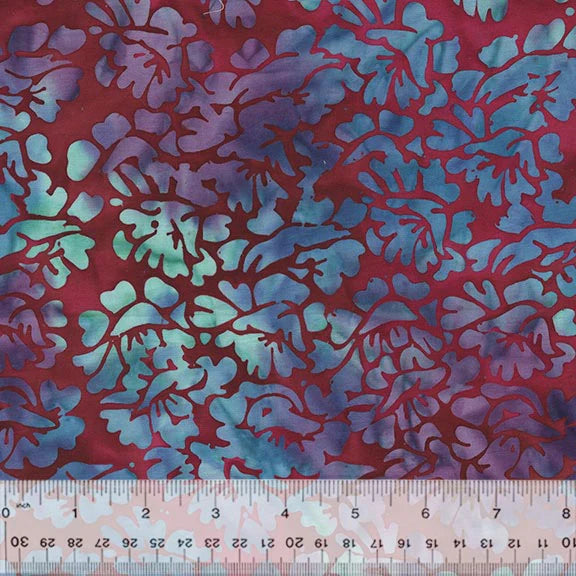 Red and blue batik fabric with floral pattern, 3750Q-X-1-015Ud000004XhdPIAS