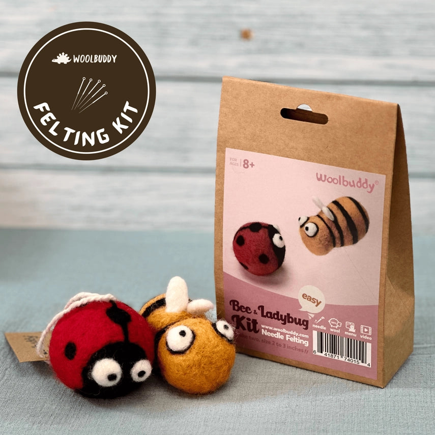 Bee and Ladybug Needle Felting Kit by Woolbuddy