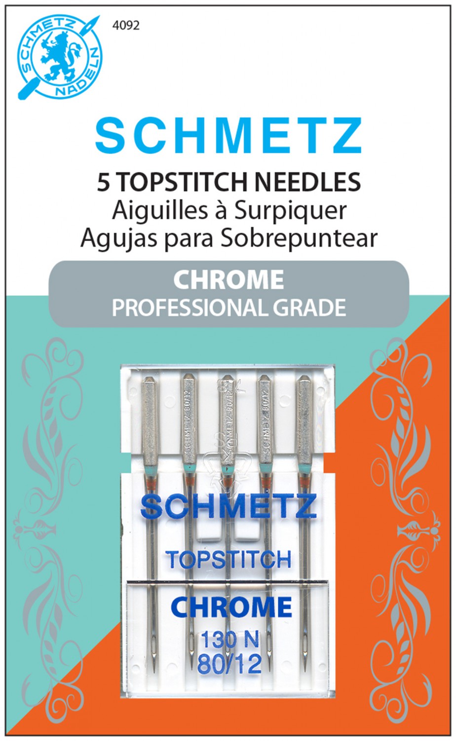 Schmetz Chrome 80/12 Topstitch Machine Needles (5 pk)