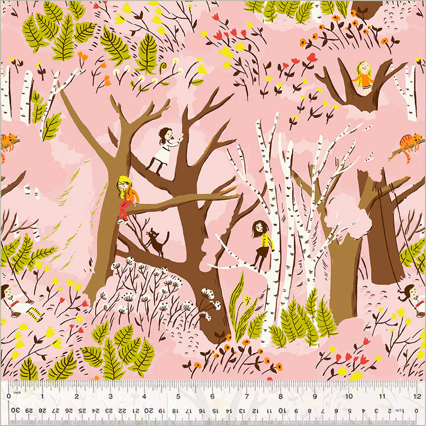 Studio Edit by Heather Ross for Windham - Girls in Trees, Pink