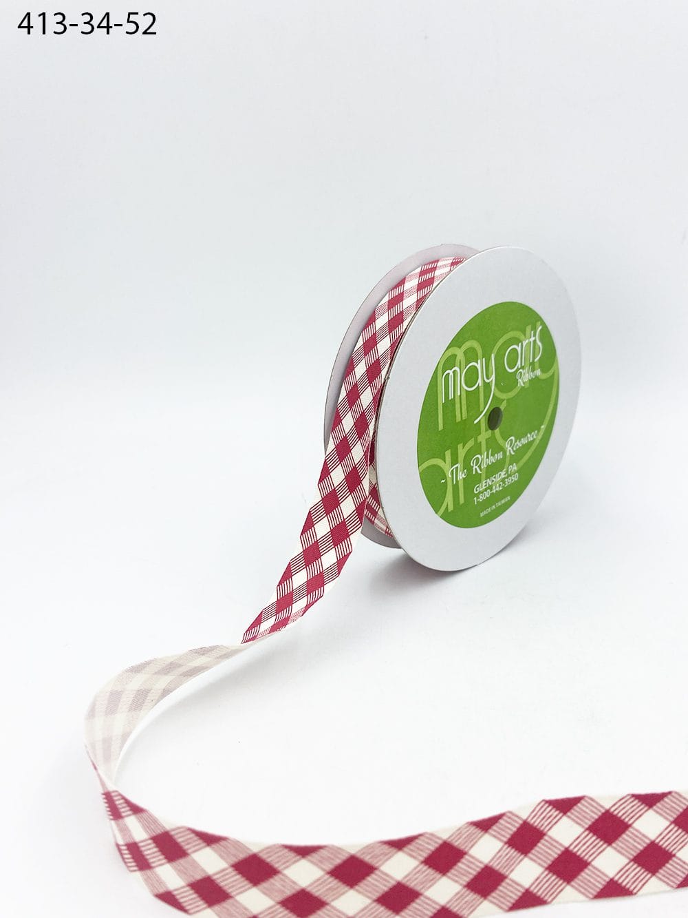 3/4 in. Ivory Canvas Ribbon, Red Gingham