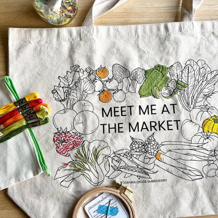 Meet Me at the Market Tote Bag Embroidery Kit