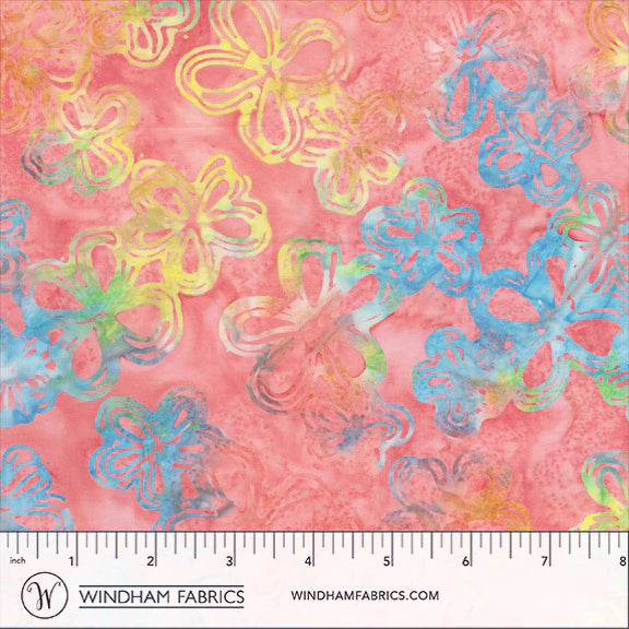 QE8: Charm Batiks By Anthology - Etched Flowers, Bubblegum