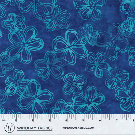 QE8: Charm Batiks By Anthology - Etched Flowers, Sapphire