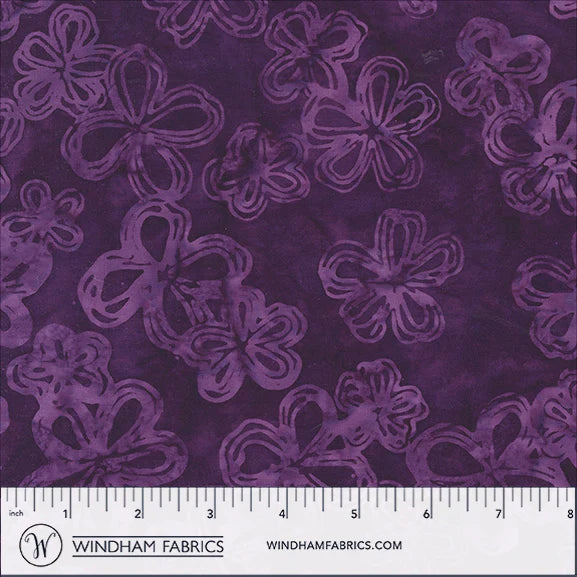 QE8: Charm Batiks By Anthology - Etched Flowers, Purple