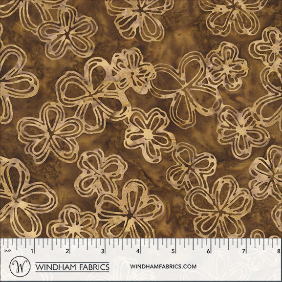 QE8: Charm Batiks By Anthology - Etched Flowers, Cocoa