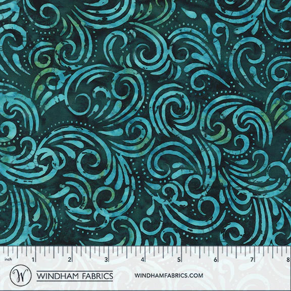 QE8: Charm Batiks By Anthology - Swirl, Dark Teal