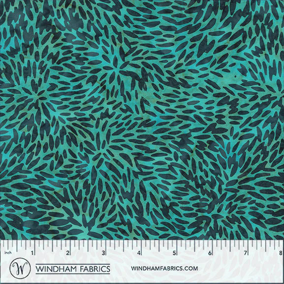 QE8: Charm Batiks By Anthology - Tiny Leaves, Teal