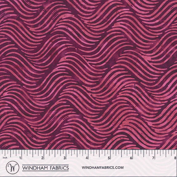 QE8: Charm Batiks By Anthology - Waves, Raspberry