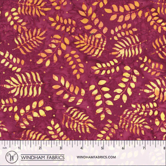 QE8: Charm Batiks By Anthology - Botanical Leaves, Pizzazz