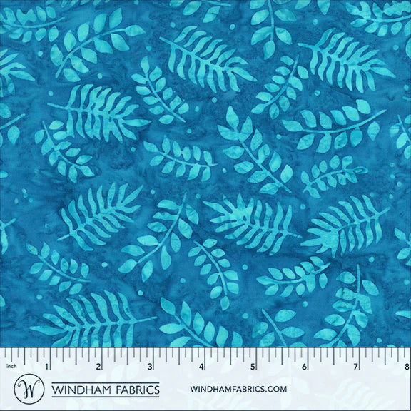 QE8: Charm Batiks By Anthology - Botanical Leaves, Capri