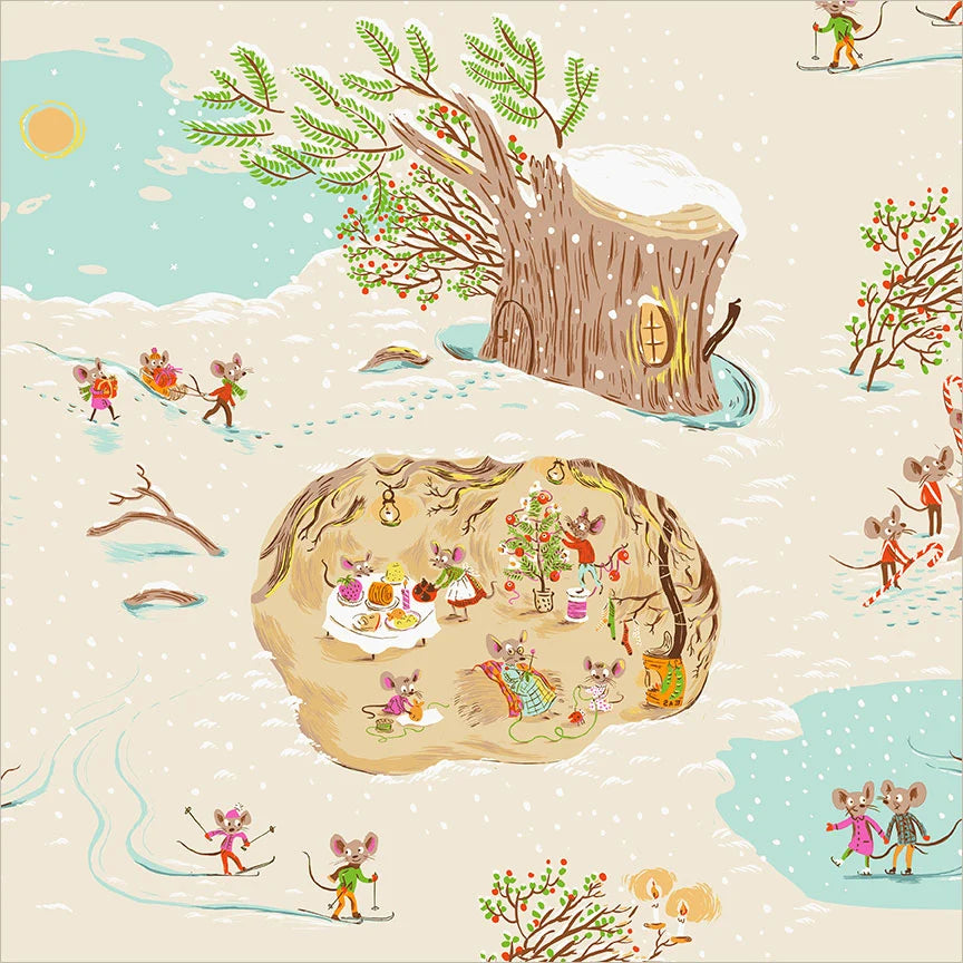 Studio Edit by Heather Ross - Christmas Mice, Cream