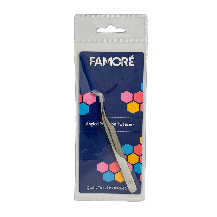 Famore Swiss 4 1/2in Precision Angled Tweezers
