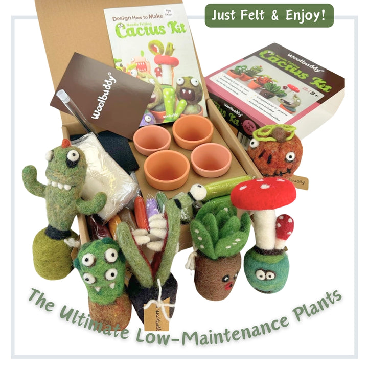 Needle Felting Cactus Kit by Woolbuddy