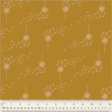Mustard yellow dandelion fabric swatch