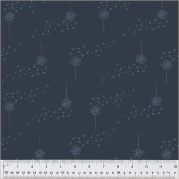Navy blue dandelion fabric pattern