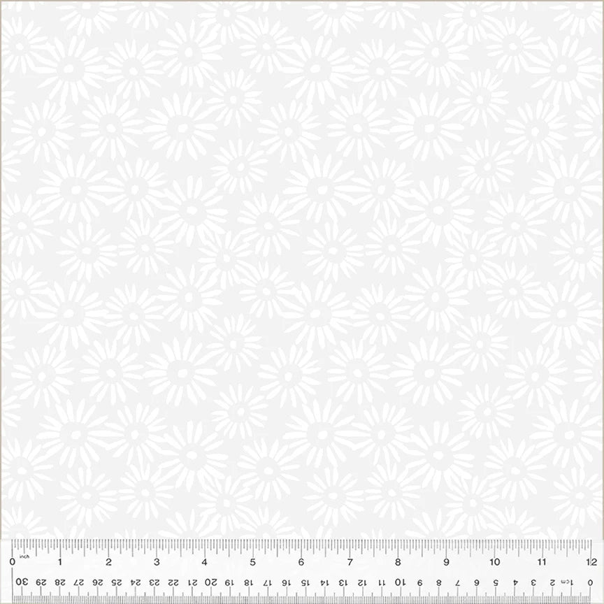 Peekaboo - Block Print Daisy, White on White