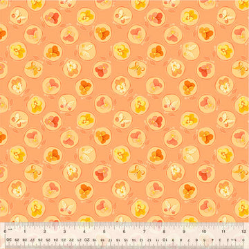 Orange floral fabric with ruler