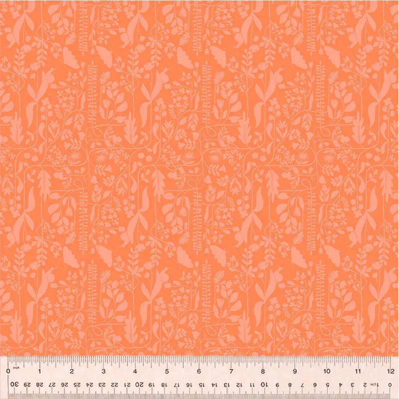 Orange floral fabric with ruler, pattern 54657-18-1-015Ud000004pBLiIAM